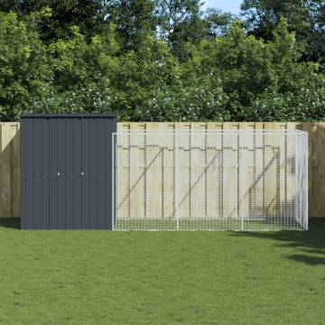 Durable Dog House with Run - Anthracite Galvanised Steel