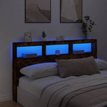 Headboard Cabinet with LED - Smoked Oak | Hipo Market