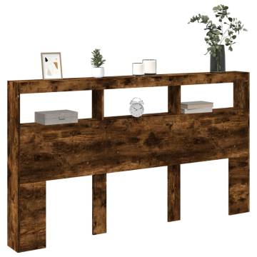 Headboard Cabinet with LED - Smoked Oak | Hipo Market