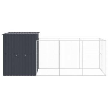 Durable Dog House with Run - Anthracite Galvanised Steel