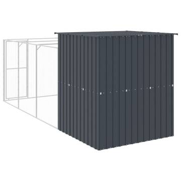 Durable Dog House with Run - Anthracite Galvanised Steel