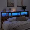 Stylish Headboard Cabinet with LED - Smoked Oak 220x17x102 cm