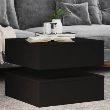 Modern Black Coffee Table with LED Lights - 50x50x40 cm