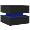 Modern Black Coffee Table with LED Lights - 50x50x40 cm