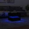 Modern Black Coffee Table with LED Lights - 50x50x40 cm