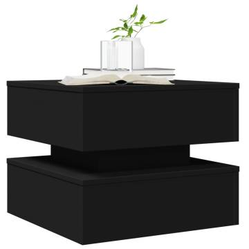 Modern Black Coffee Table with LED Lights - 50x50x40 cm