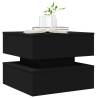 Modern Black Coffee Table with LED Lights - 50x50x40 cm