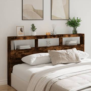 LED Smoked Oak Headboard Cabinet - Modern Design | HipoMarket