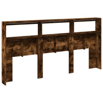 LED Smoked Oak Headboard Cabinet - Modern Design | HipoMarket