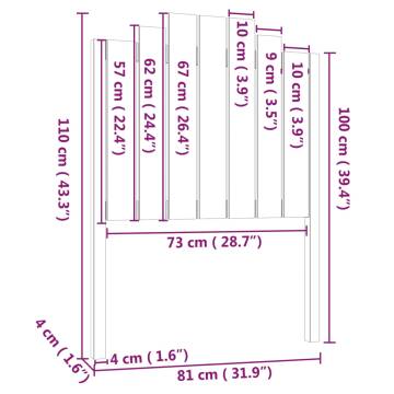 Bed Headboard 81x4x110 cm - Solid Pine Wood | Hipomarket