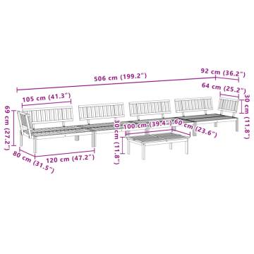 5 Piece Garden Pallet Sofa Set - Solid Acacia Wood