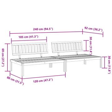 Garden Pallet Middle Sofas - 2 pcs Solid Wood Acacia