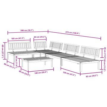 5 Piece Garden Pallet Sofa Set - Solid Wood Acacia | HipoMarket