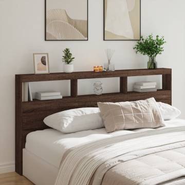 Headboard Cabinet with LED - Brown Oak | Hipomarket