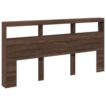 Headboard Cabinet with LED - Brown Oak | Hipomarket