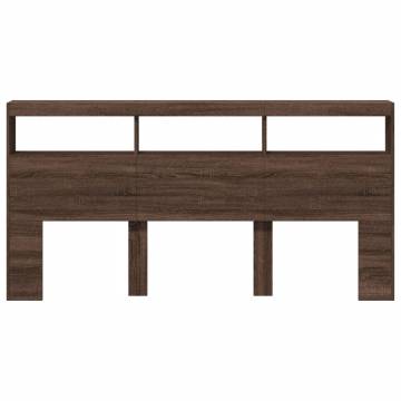 Headboard Cabinet with LED - Brown Oak | Hipomarket