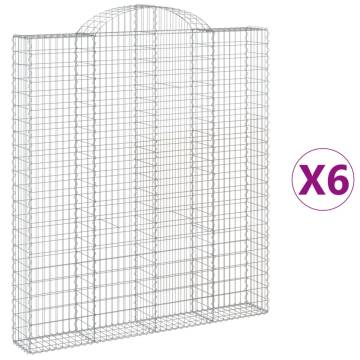 Arched Gabion Baskets Set - 6 Pcs Galvanised Iron 200x30x220 cm