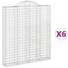 Arched Gabion Baskets Set - 6 Pcs Galvanised Iron 200x30x220 cm