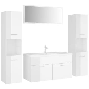 High Gloss White Bathroom Furniture Set | Hipomarket