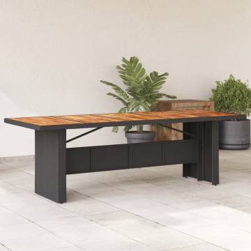 Stylish Garden Table with Acacia Wood Top - Black 240x90 cm