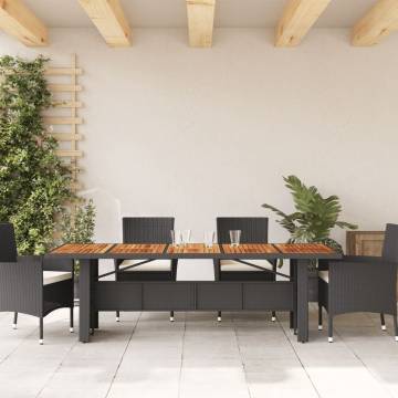 Stylish Garden Table with Acacia Wood Top - Black 240x90 cm