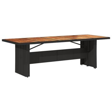 Stylish Garden Table with Acacia Wood Top - Black 240x90 cm