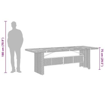 Stylish Garden Table with Acacia Wood Top - Black 240x90 cm