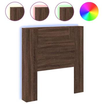 Headboard Cabinet with LED in Brown Oak - Modern Design