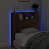 Headboard Cabinet with LED in Brown Oak - Modern Design