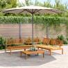 4 Piece Garden Pallet Sofa Set Solid Wood Acacia Colour brown Quantity in Package 1 Model 2x middle + corner + table Wood colour dark brown 