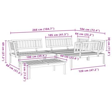 4 Piece Garden Pallet Sofa Set | Solid Acacia Wood Furniture