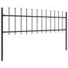 Elegant Black Steel Garden Fence with Spear Top - 1.7x0.6 m