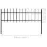 Elegant Black Steel Garden Fence with Spear Top - 1.7x0.6 m