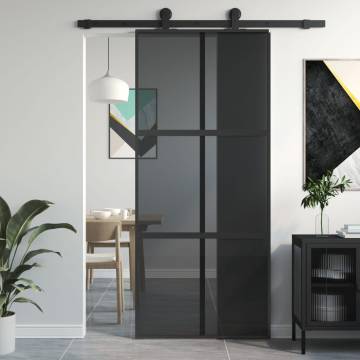 Black Sliding Door 90x205 cm - Tempered Glass & Aluminium