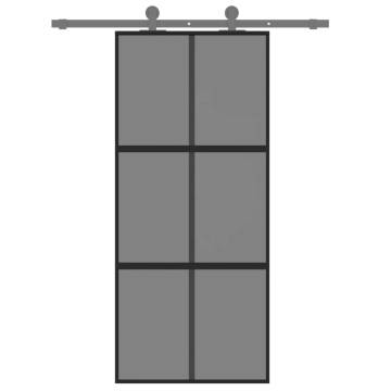 Black Sliding Door 90x205 cm - Tempered Glass & Aluminium