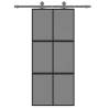 Black Sliding Door 90x205 cm - Tempered Glass & Aluminium