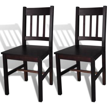 Dining Chairs Set of 2 - Dark Brown Pinewood | HipoMarket