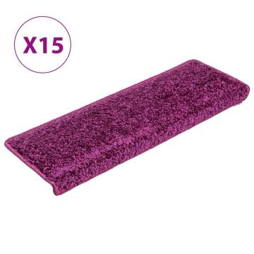 Violet Carpet Stair Treads - 15 pcs | Non-Slip & Washable