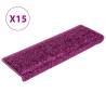 Violet Carpet Stair Treads - 15 pcs | Non-Slip & Washable