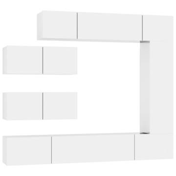 7 Piece High Gloss White TV Cabinet Set | Hipomarket UK