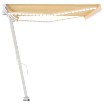 Manual Retractable Awning with LED - Yellow & White 500x300 cm