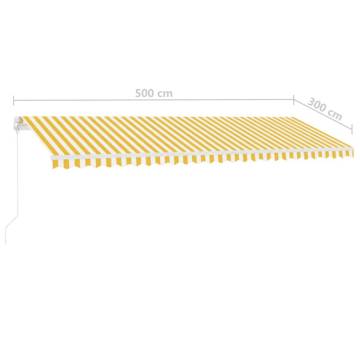 Manual Retractable Awning with LED - Yellow & White 500x300 cm