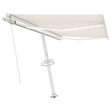 Manual Retractable Awning with LED - Cream 350x250 cm