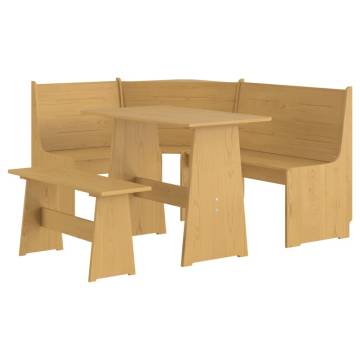 3 Piece Honey Brown Dining Set | Solid Pine Wood Furniture