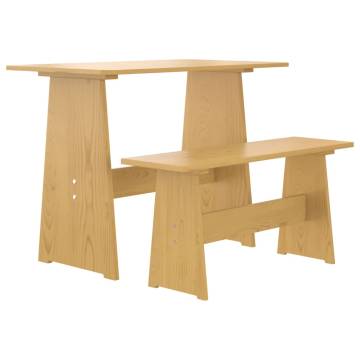 3 Piece Honey Brown Dining Set | Solid Pine Wood Furniture