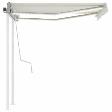 Manual Retractable Awning with LED – 3.5x2.5m Cream