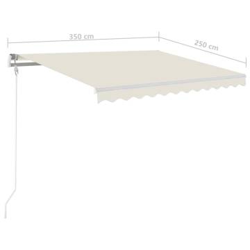 Manual Retractable Awning with LED – 3.5x2.5m Cream