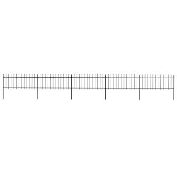 Elegant Black Garden Fence with Spear Top - 8.5x0.8 m