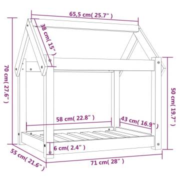 Dog Bed Grey - Solid Pine Wood 71x55x70 cm | HiPoMarket