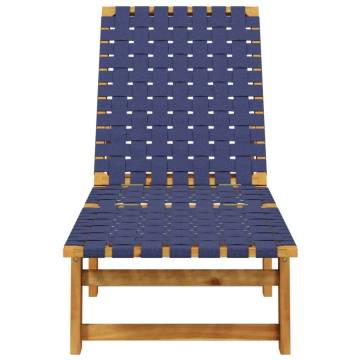 Sun Loungers 2 pcs Dark Blue Solid Wood Acacia & Fabric